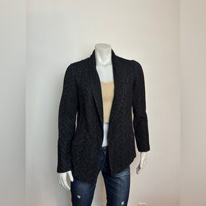 EILEEN FISHER Herringbone  Black/grey open front collared blazer. XS P2P 19.5
